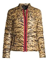 Etro Tiger Print Brown Red Collarless Quilted Zip Puffer Jacket It 44 Us 8