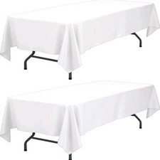 White Tablecloth 60"x102" for 6Ft Table Washable Stain Wrinkle Resistant