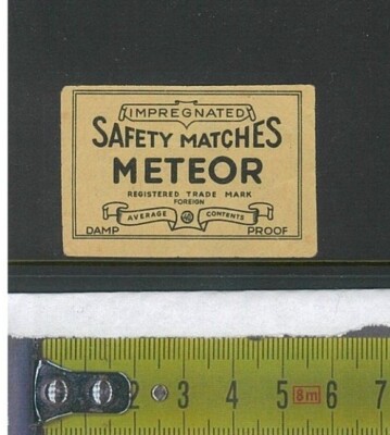 Matchbox label - METEOR Impregnated Damp Proof Safety Matches - 40 - UK