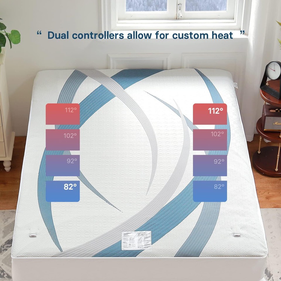 Heated Mattress Pad Queen Size Dual Control Electric Mattress pad fit