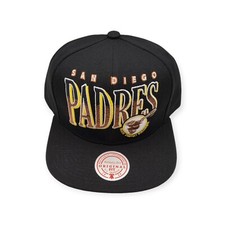Mitchell Ness San Diego Padres Line Work Black Adjustable Snapback Hat Cap