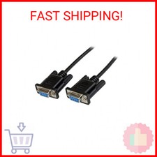 1m Black DB9 RS232 Serial Null Modem Cable F/F - Female to Female - 9 pin RS232