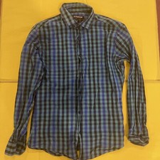 Connor S Slim Long Sleeve Business Shirt Blue Green Black Casual Mens Used 