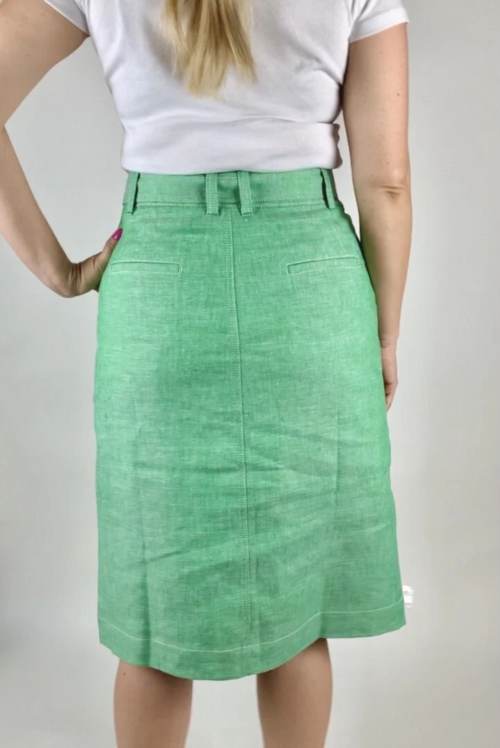 Green pencil skirt button cheap