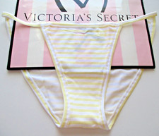VICTORIA'S SECRET PINK Cotton String Bikini Panty Yellow White Stripe S M L XL