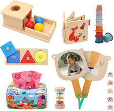Montessori Toys for Babies 6-12 Months, 7 in 1 Wooden Educational Development To