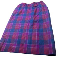 Pendleton RED BLUE purple PLAID Skirt, Virgin WOOL Midi, P525-998 Lined Size 8