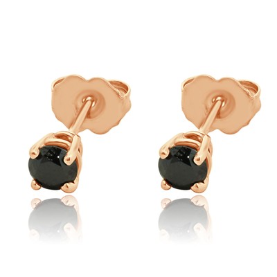 Ohrstecker 14 Karat Rotgold schwarzer Diamant 4 Krappen