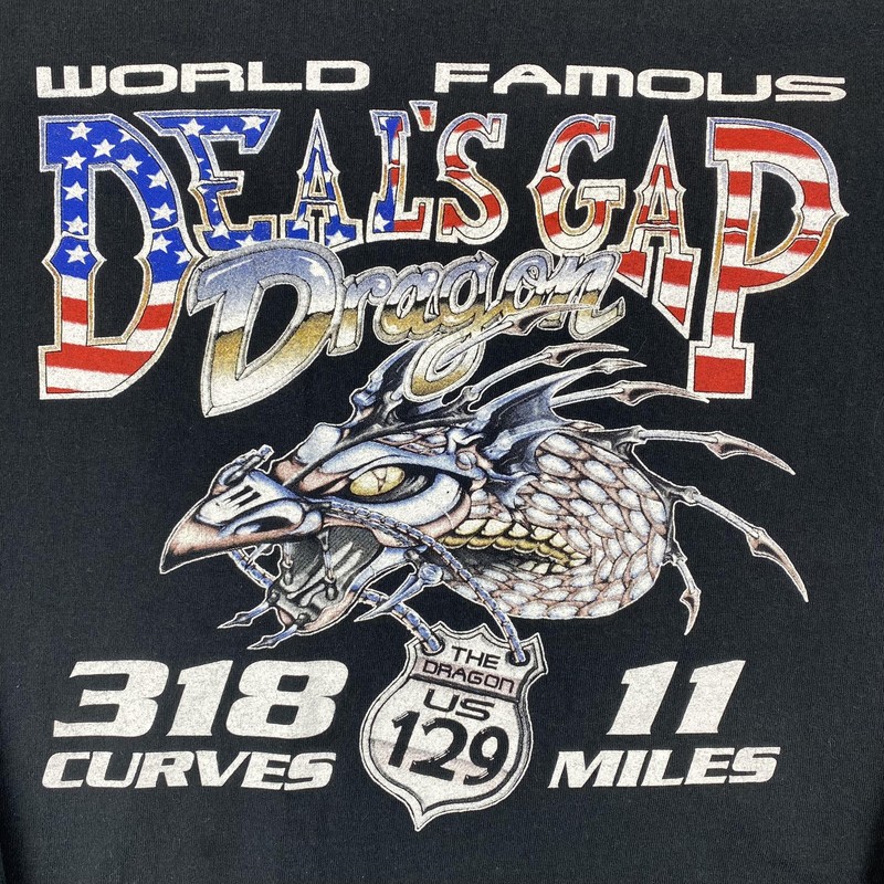 Deals Gap Shirt Mens XL Black Tail Of The Dragon 318 Curves Biker Motorcycle