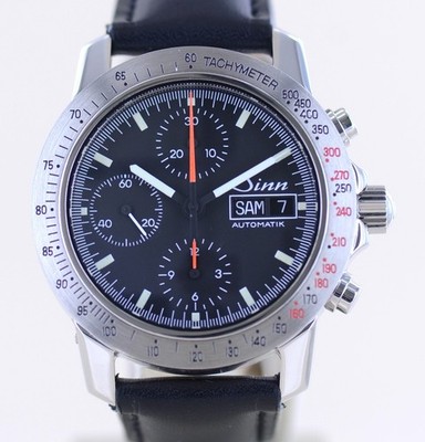 Sinn Uhr Autofahrerchronograph Day-Date Black Dial Steel Automatik 7750 Klassik