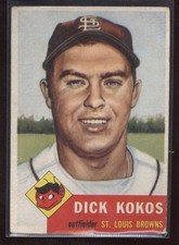 1953 Topps #232 Dick Kokos Surface Scratches Creased