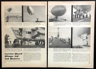  Carrier-Based Blimps Aid Sub Hunters  1949 pictorial USS Sicily~Goodyear Blimps