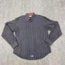 Ted Baker Shirt Mens L Blue Striped 100 Cotton Long Sleeve Button Front Casual