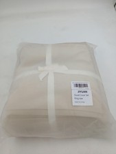 JIYUAN Duvet Cover Set King Beige Washed Cotton Adults Bedding New Solid Color