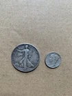 Lot Of 90% Silver Walking Liberty Half Dollar Coin And Mercury Dime 1940