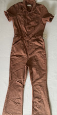 Free People We The Free Womens Large Denim Coverall Jumpsuit Stretch Flare New 
