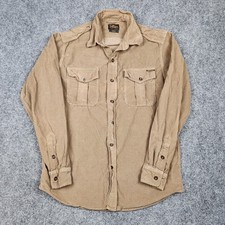 Civilianaire Utility Shirt Mens Small Brown Corduroy Long Sleeve Made In USA