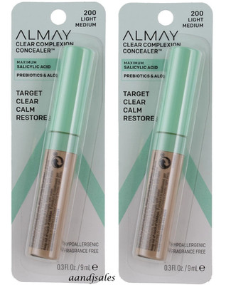 Lot of 2 New Almay Clear Complexion Concealer Light Medium 200