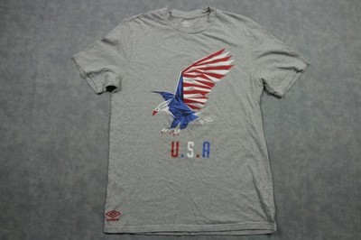 Umbro USA Eagle Shirt Mens Medium Gray American Flag Graphic Tee Tagless