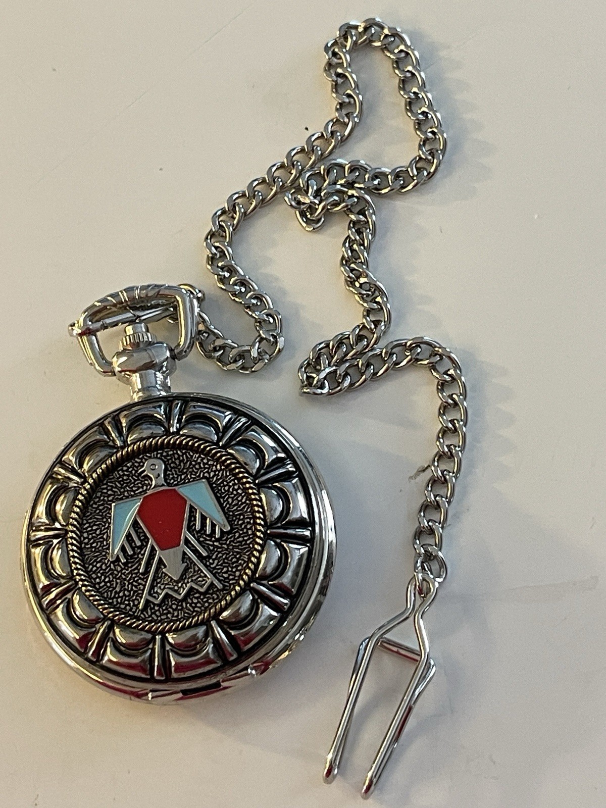 NATIVE AMERICAN THEME THUNDERBIRD POCKET WATCH RU… - image 6