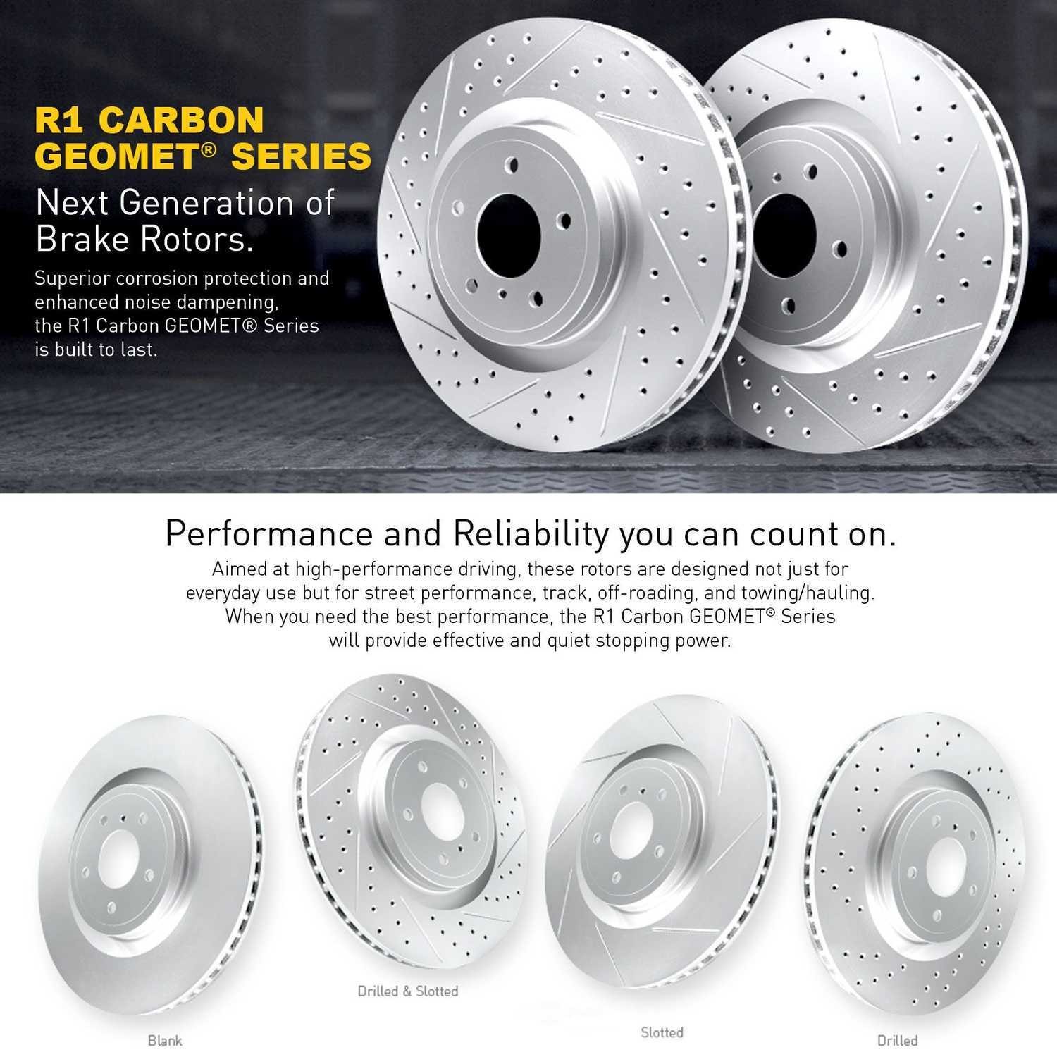 Disc Brake Rotor Set-Carbon Drilled and Slotted fits 2014 Maserati Ghibli