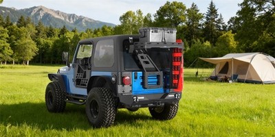 Hooke Road Tailgate Basket Rear Cargo Rack System Fit Jeep Wrangler TJ 1997-2006