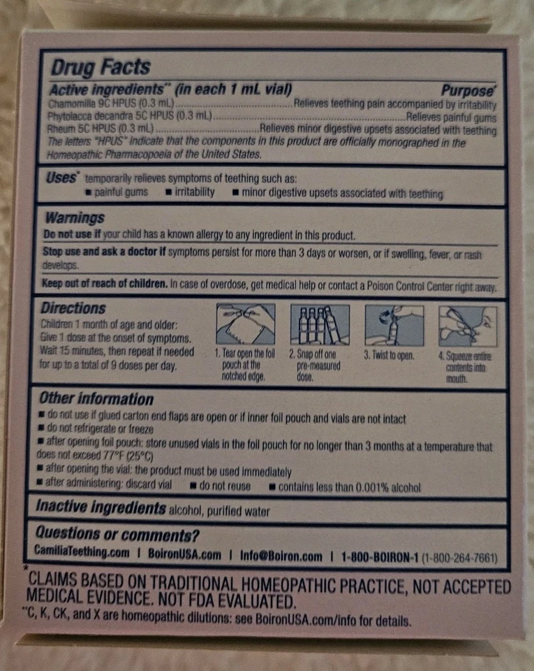 Boiron Camilia Teething Drops for Daytime and Nighttime Relief of Painful Gums - Image 3 of 4