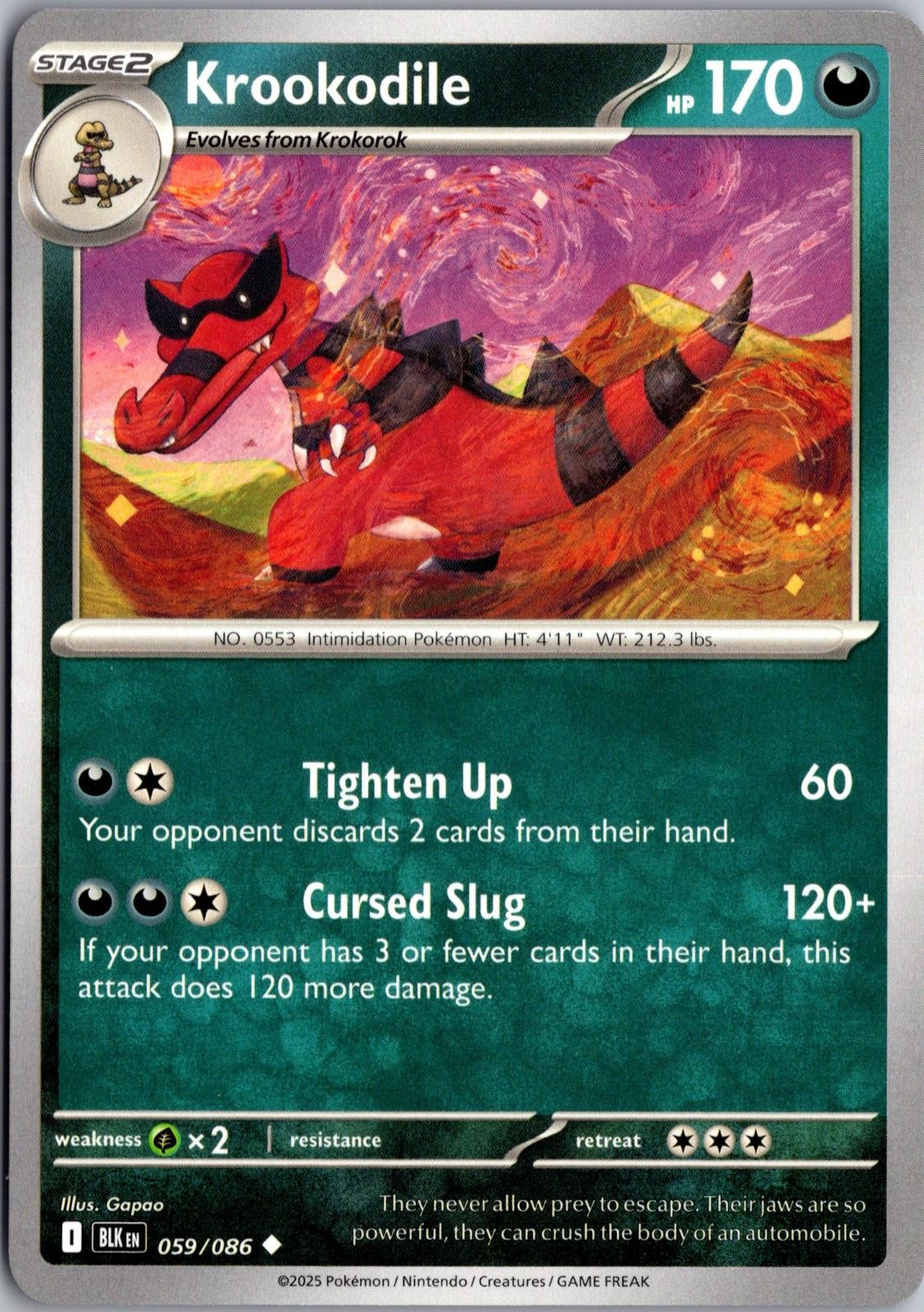 Krookodile 059/086 Uncommon Black Bolt Pokemon Near Mint