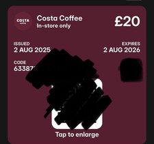 Costa Coffee Gift Card Online - Excludes Northern Ireland