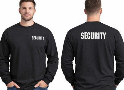 Security  Long Sleeve T-shirt Front & Back Print Black 