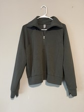 Spanx Air Essentials Half Zip Sweatshirt Dark Green Women  s Medium