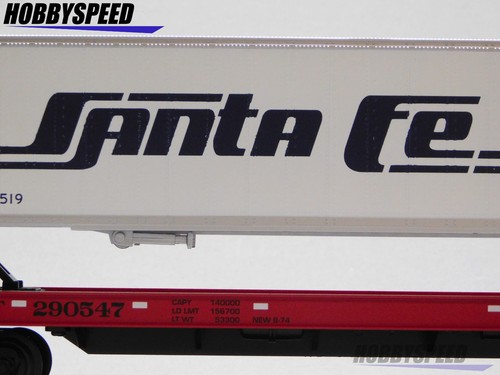 MTH PREMIER SANTA FE FLAT CAR W/ 48' TRAILER O SCALE train 20-95704-290547 NEW - Picture 4 of 8