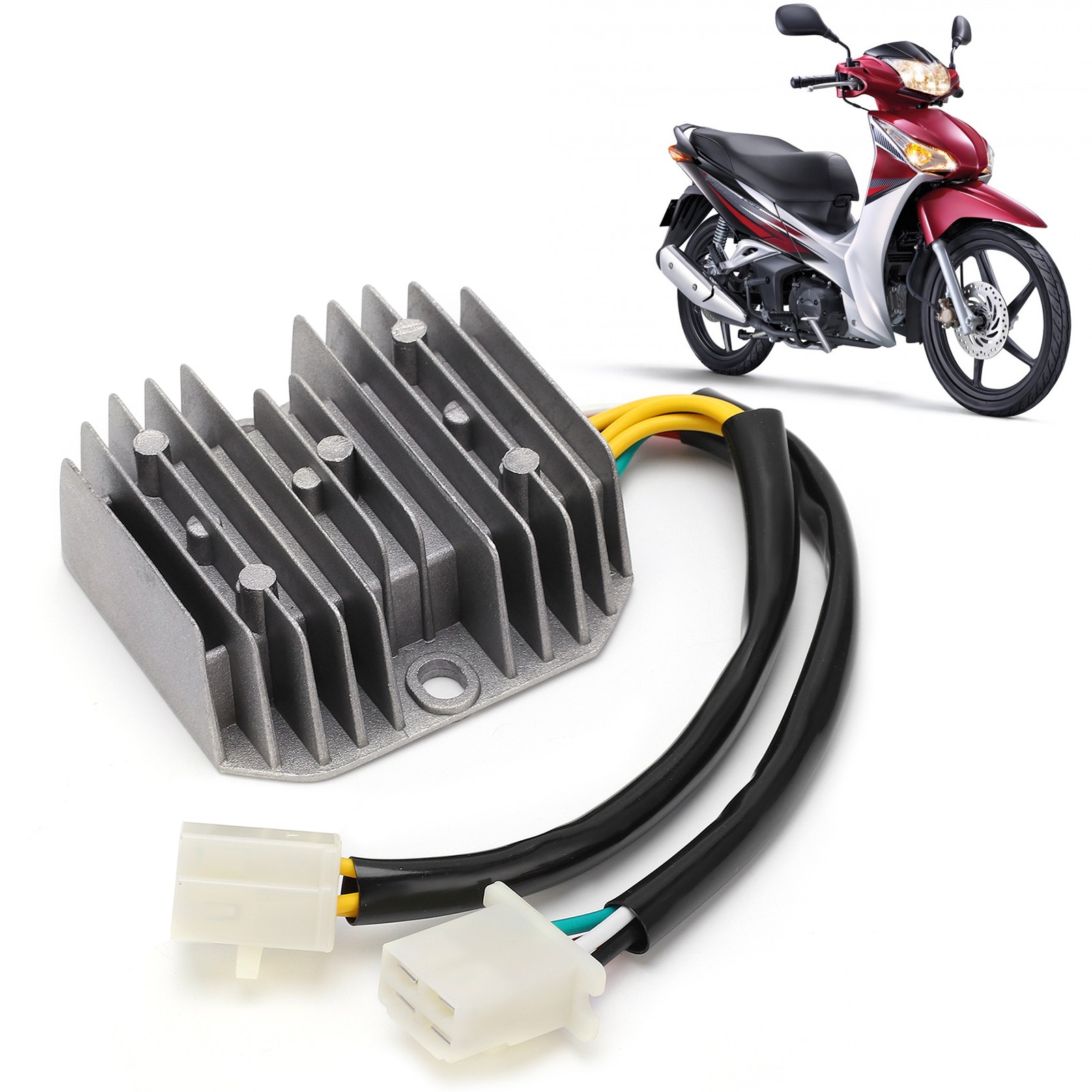 Voltage Regulator Rectifier 7 Wires DualPlug Aluminum Alloy ABS For Scooter Mope