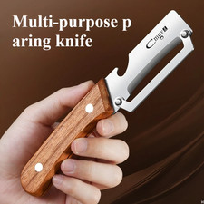 Stainless Steel Peeler with Wooden Handle for Peeling and Slicing Fruits and Veg