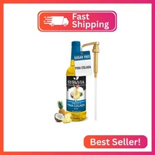 Syruvia Sugar Free Pina Colada Syrup, Flavored Syrup for Cocktails, Drinks, Lemo