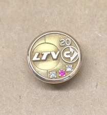 Ling Temco Vought LTV 10K Yellow Gold Ruby Diamond 20 Year Service Pin CTC