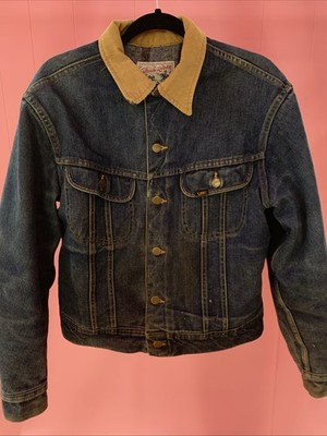 Vintage  Lee Storm Rider Denim Jacket Blanket Lining Corduroy Made in USA 41-42 