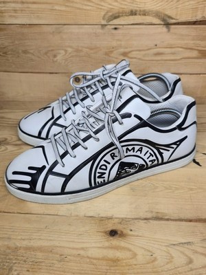 FENDI ROMA JOSHUA VIDES X Trompe L'Oeil White LEATHER SNEAKERS