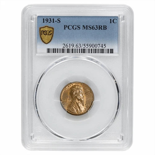 1931S Lincoln Wheat Cent 1C PCGS MS 63 RB