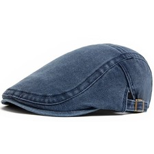 Men Flat Cap Washed Newsboy Gatsby Retro Denim Beret Driving Hat Outdoor Casual