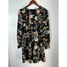 LOFT Women's Floral Print Long Sleeve Shirt Dress Multicolor Size 2 Puff Shoulde