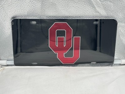 Oklahoma Sooners NCAA Black Mirrored Laser Cut License Plate Craftique