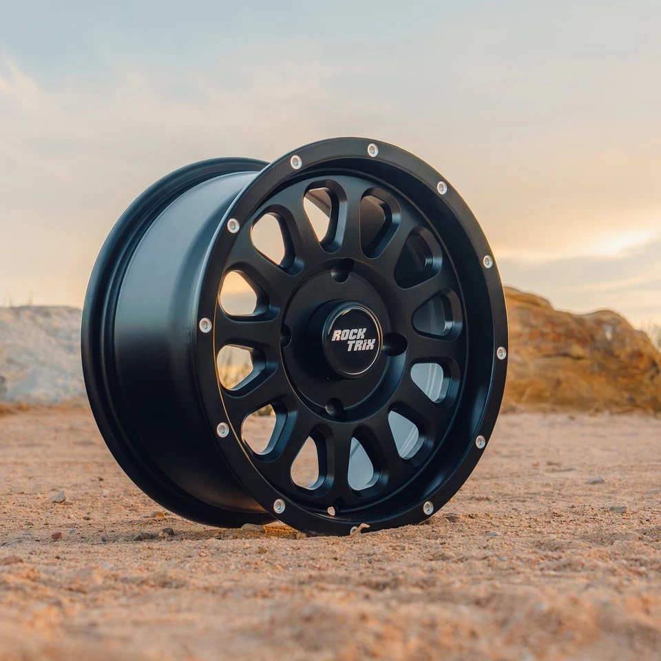 4pc 14" RT111 RockTrix Wheels ATV UTV SxS, 14x7, 5+2, 4x156 4/156, Matte Black - Image 3 of 4