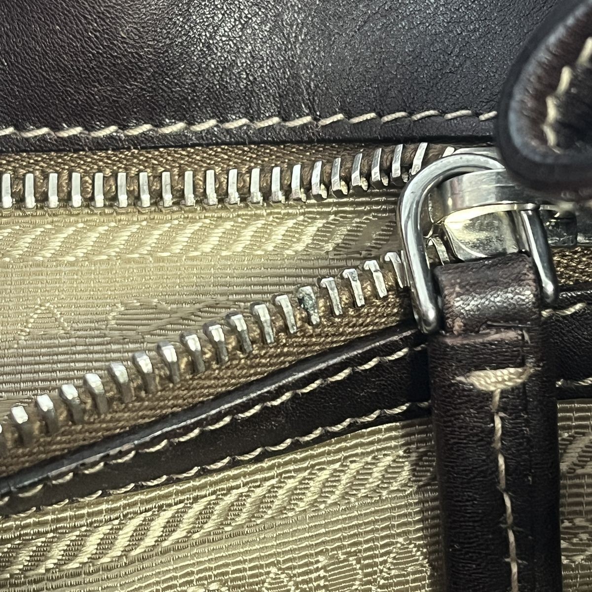 PRADA Logo Jacquard Canvas Leather Shoulder Bag BR3433 Auth Used thumbnail 22