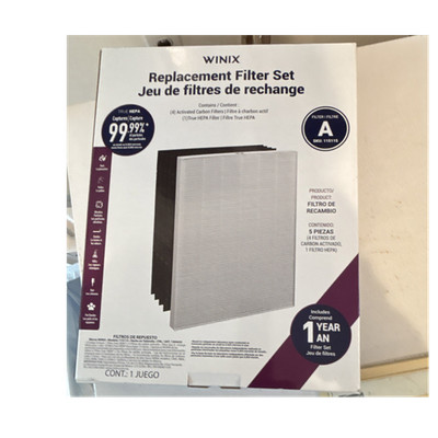 Winix Filter A Replacement Set True HEPA + Activated Carbon, 5-Pack 1 Year
