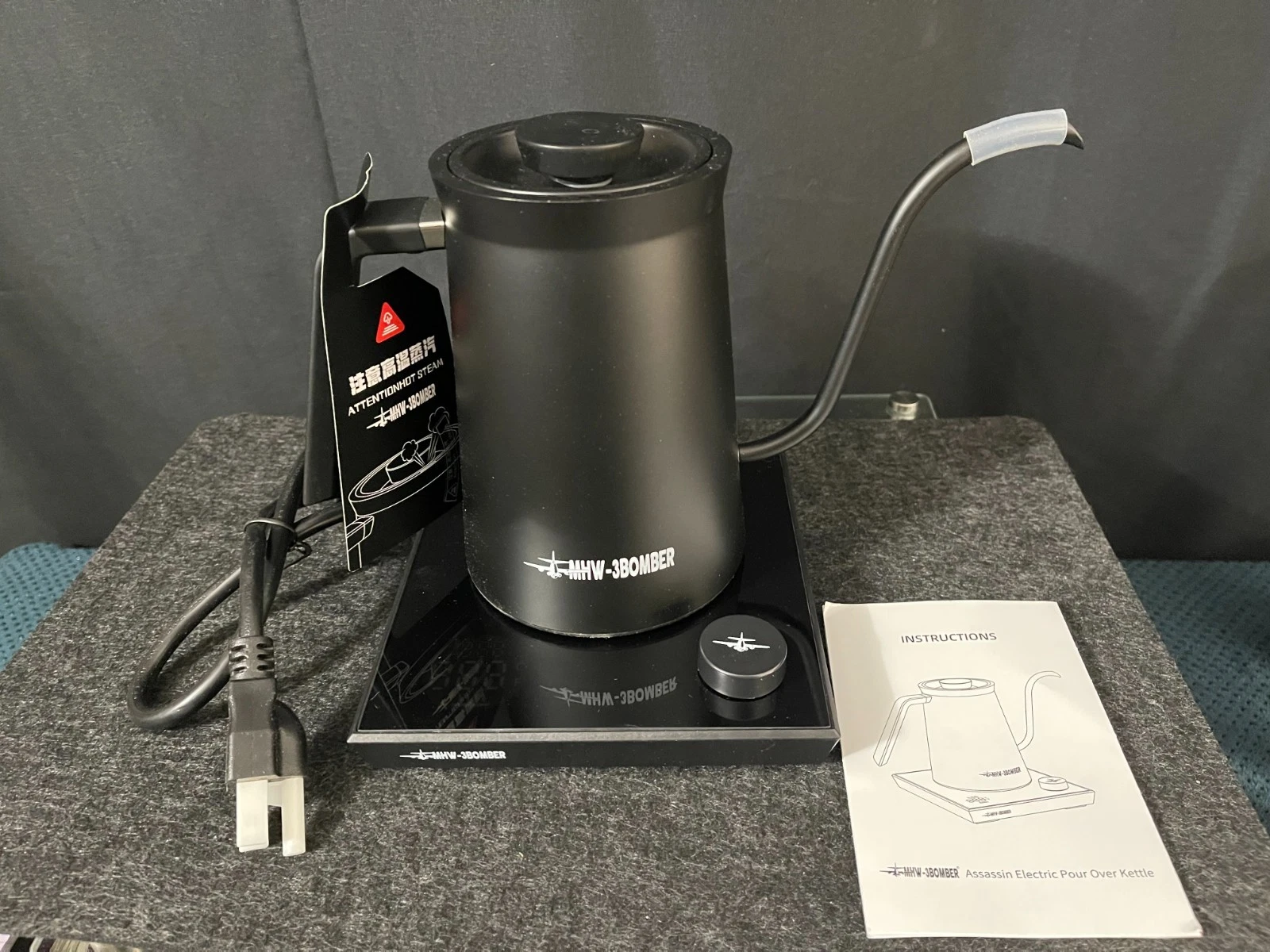 MHW-3BOMBER Assassin Gooseneck Electric Kettle Precise Termp Control Black