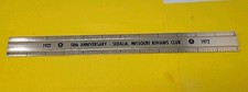 Vintage 1972 Kiwanis Club 50th Anniversary Metal Ruler Sedalia Missouri MO RARE