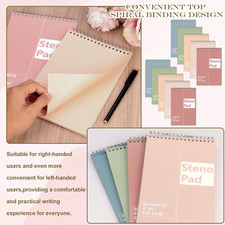 10 Pack 6X9 Pastel Steno Pads Gregg Ruled Spiral Notebook Top Spiral Notepad Red