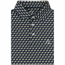 Rhoback Golden Retriever Dog Navy Short Sleeve Performance Polo