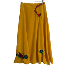 Embroidered floral long yellow skirt size small